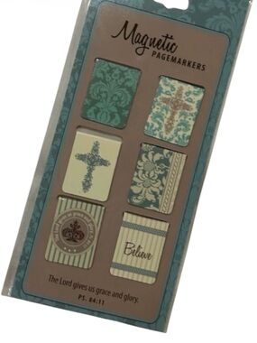 Magnetic Page Markers - Teal and Cream Inspirational Faith Set